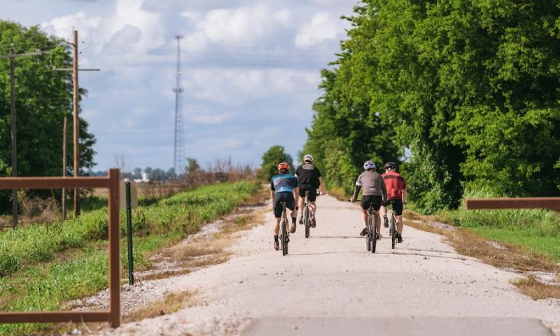 riding on a gravel trail on the Delta Heritage Trail